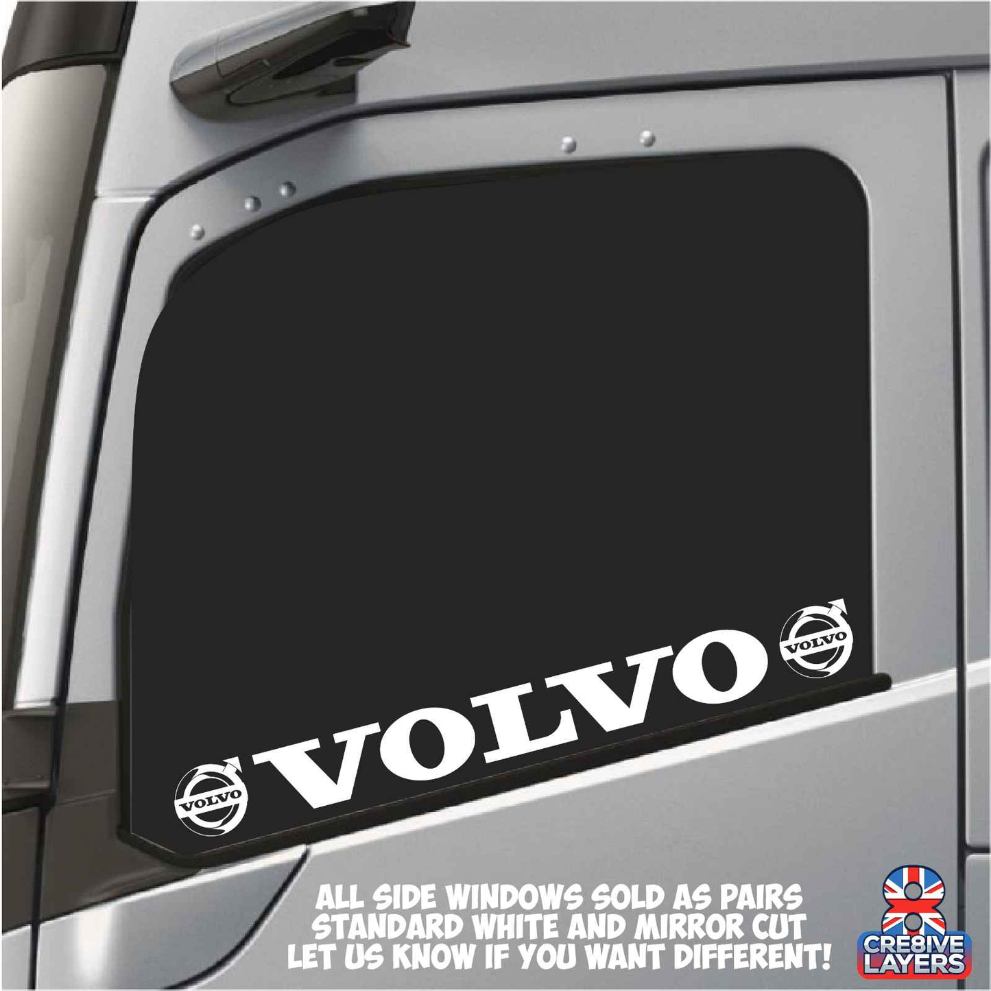 Volvo Side Window Stickers - Pair of Decals for Truck Cab