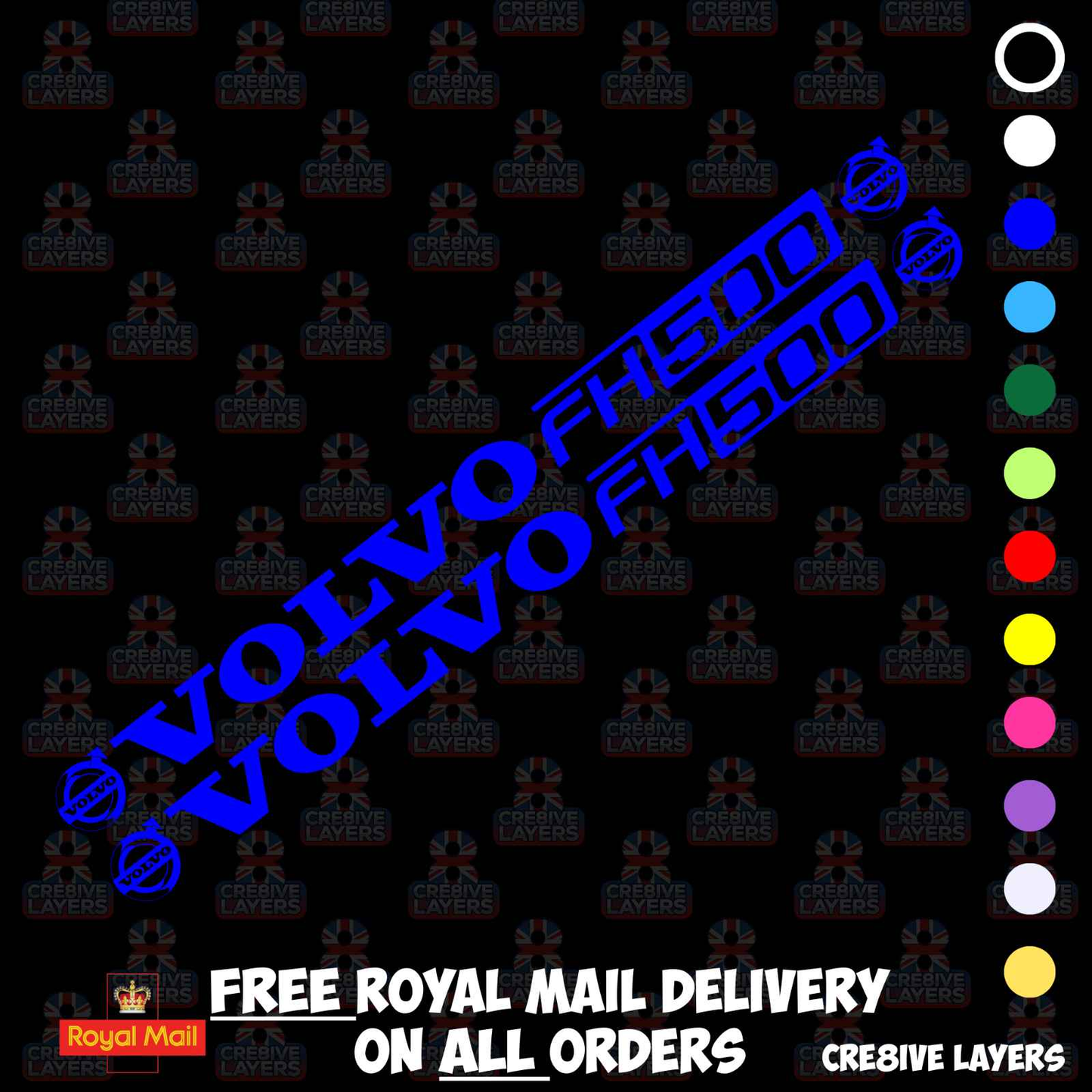 VOLVO FH500 Window Decal Pair - Mirror Cut Vinyl Stickers for Cab Glass