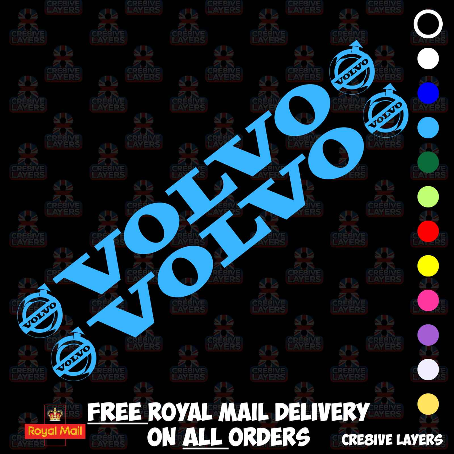 Volvo Side Window Stickers - Pair of Decals for Truck Cab