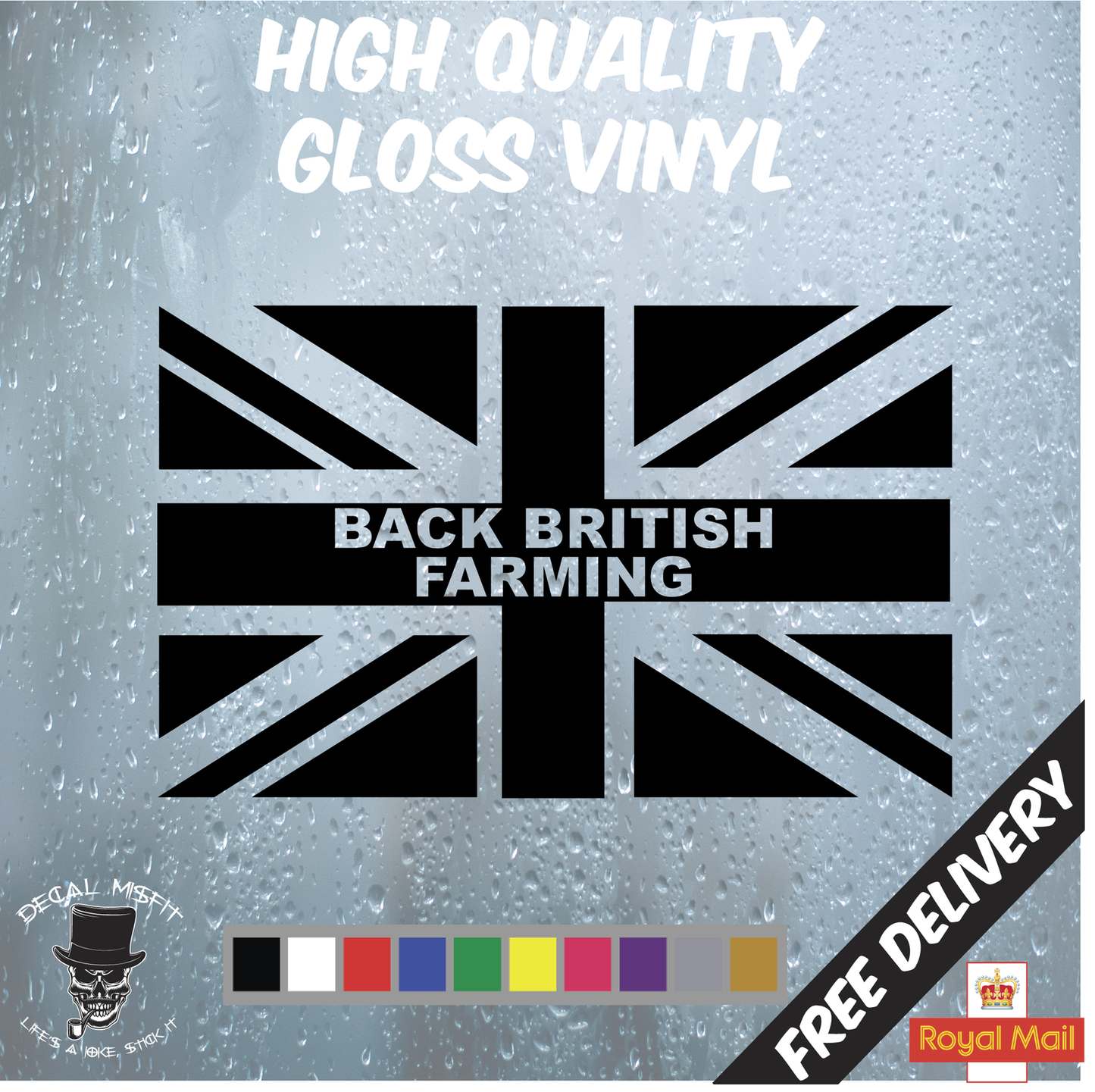 Back British Farming Full Union Jack | Car Van Tractor Window Sticker