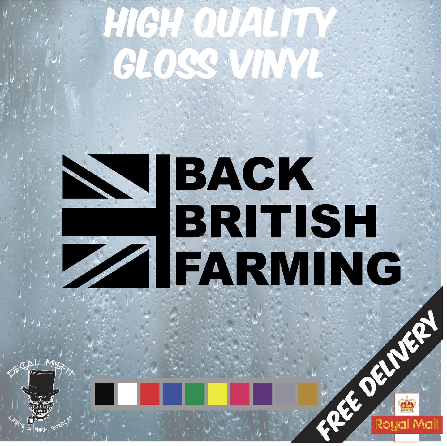 Back British Farming Half Union Jack | Car Van Tractor Window Sticker