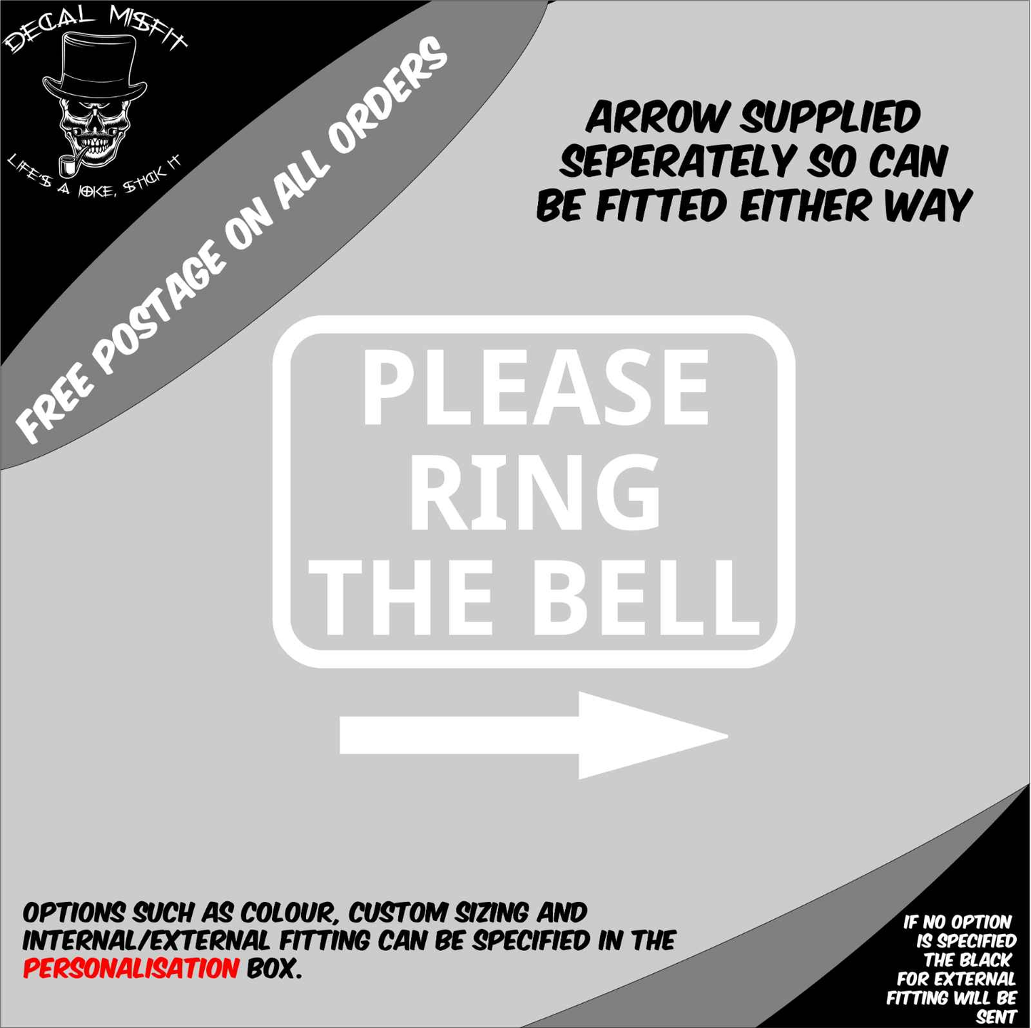 Please Ring The Bell Doorbell Business Home Front Door Window Vinyl Sticker Sign