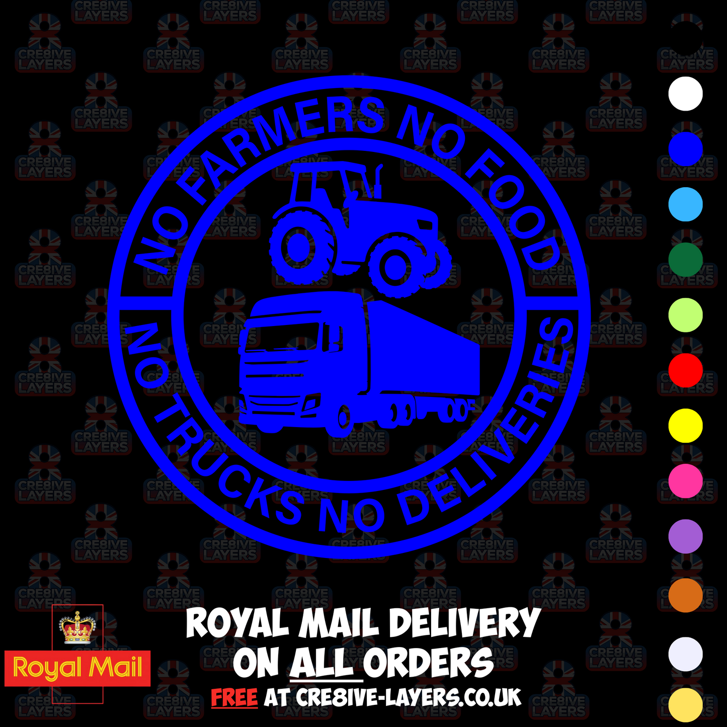 No Farmers No Food No Trucks No Deliveries Vinyl Sticker – 140mm Decal