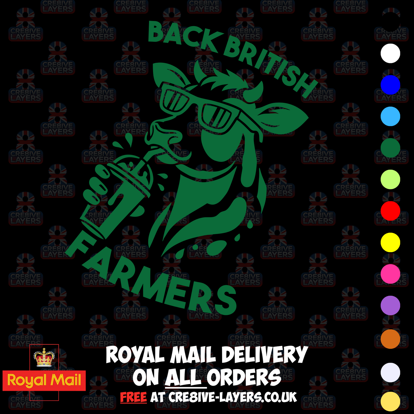 Back British Farmers Milkshake Cow Vinyl Sticker (195mm x 130mm)