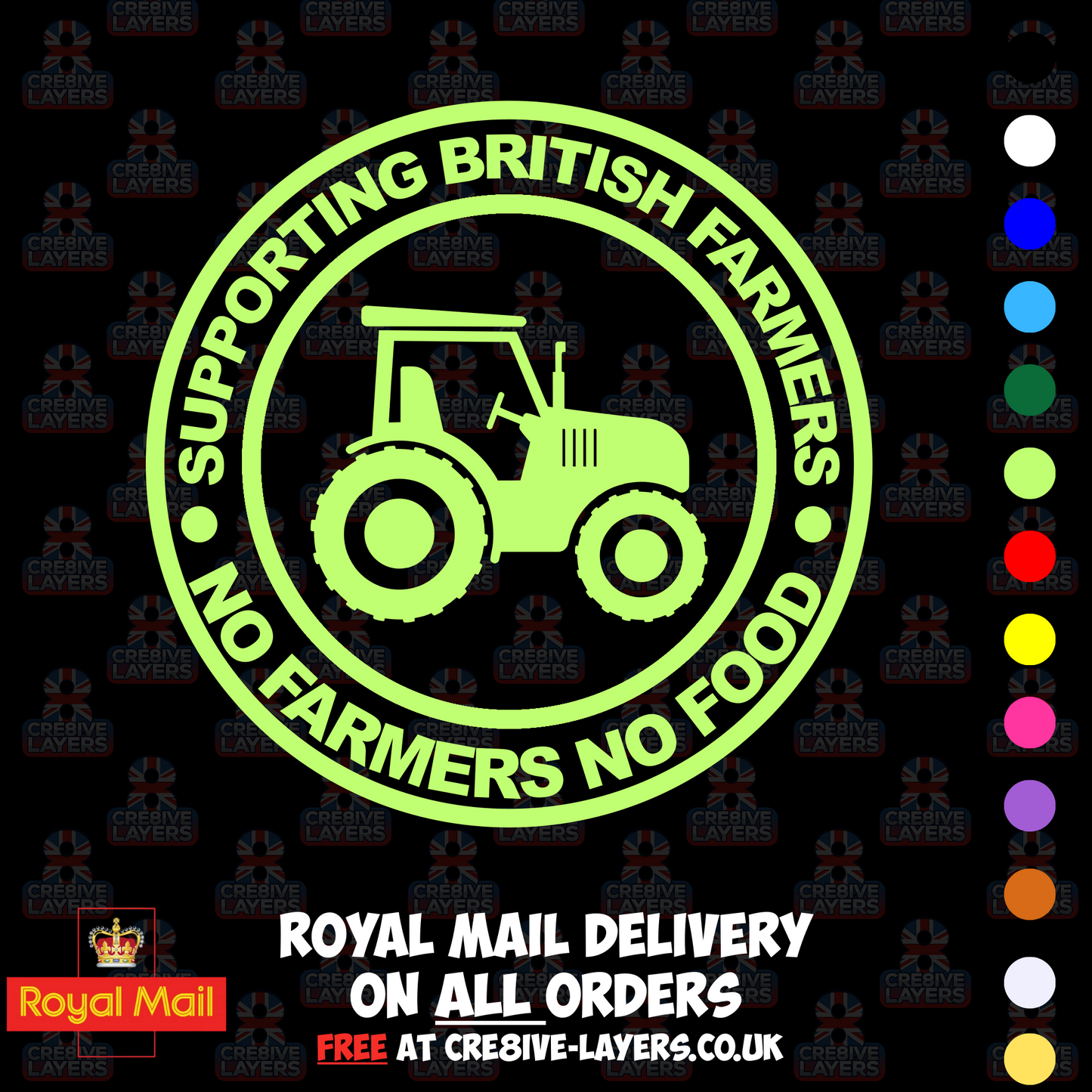 Supporting British Farmers – No Farmers No Food Vinyl Sticker (140mm)