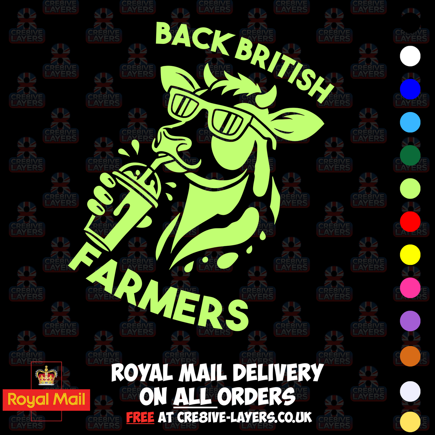 Back British Farmers Milkshake Cow Vinyl Sticker (195mm x 130mm)