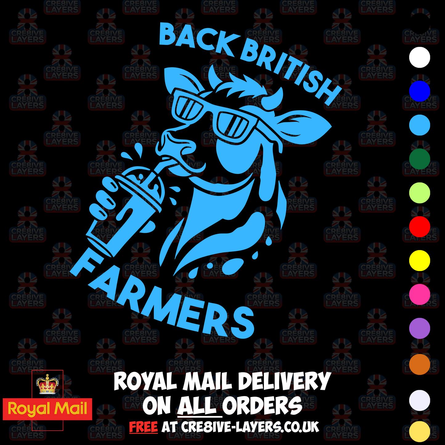 Back British Farmers Milkshake Cow Vinyl Sticker (195mm x 130mm)
