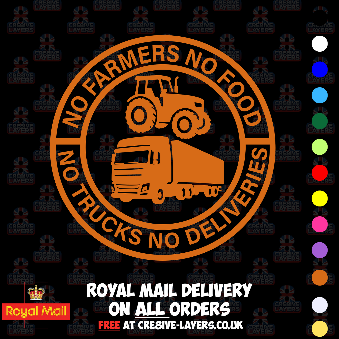 No Farmers No Food No Trucks No Deliveries Vinyl Sticker – 140mm Decal