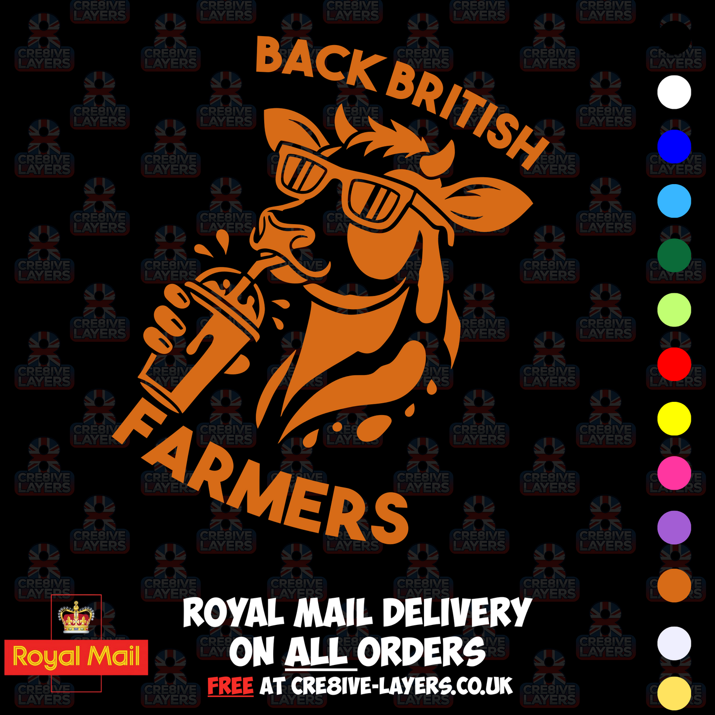 Back British Farmers Milkshake Cow Vinyl Sticker (195mm x 130mm)