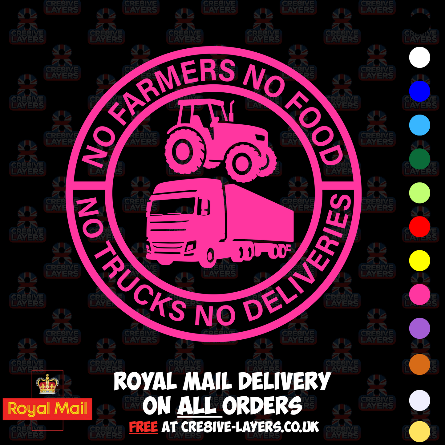No Farmers No Food No Trucks No Deliveries Vinyl Sticker – 140mm Decal