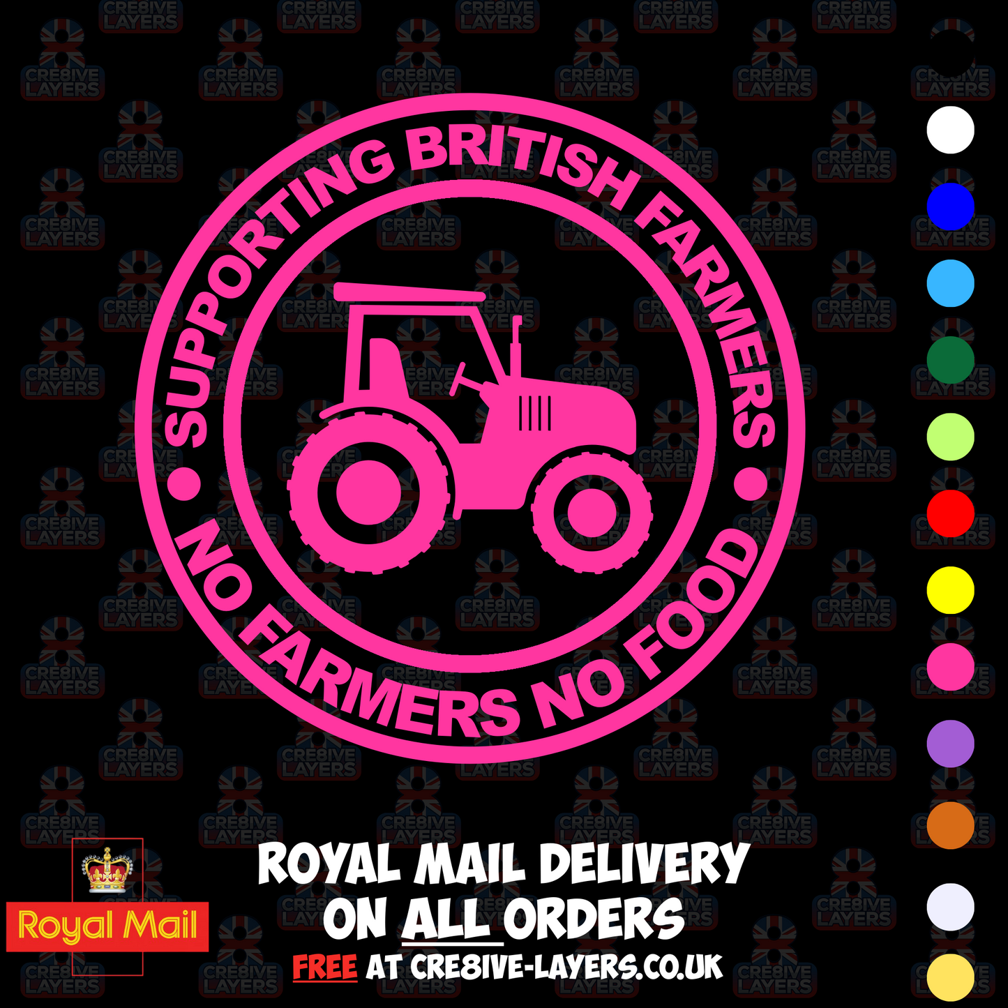 Supporting British Farmers – No Farmers No Food Vinyl Sticker (140mm)