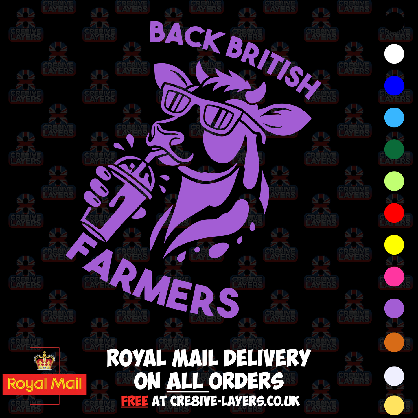 Back British Farmers Milkshake Cow Vinyl Sticker (195mm x 130mm)