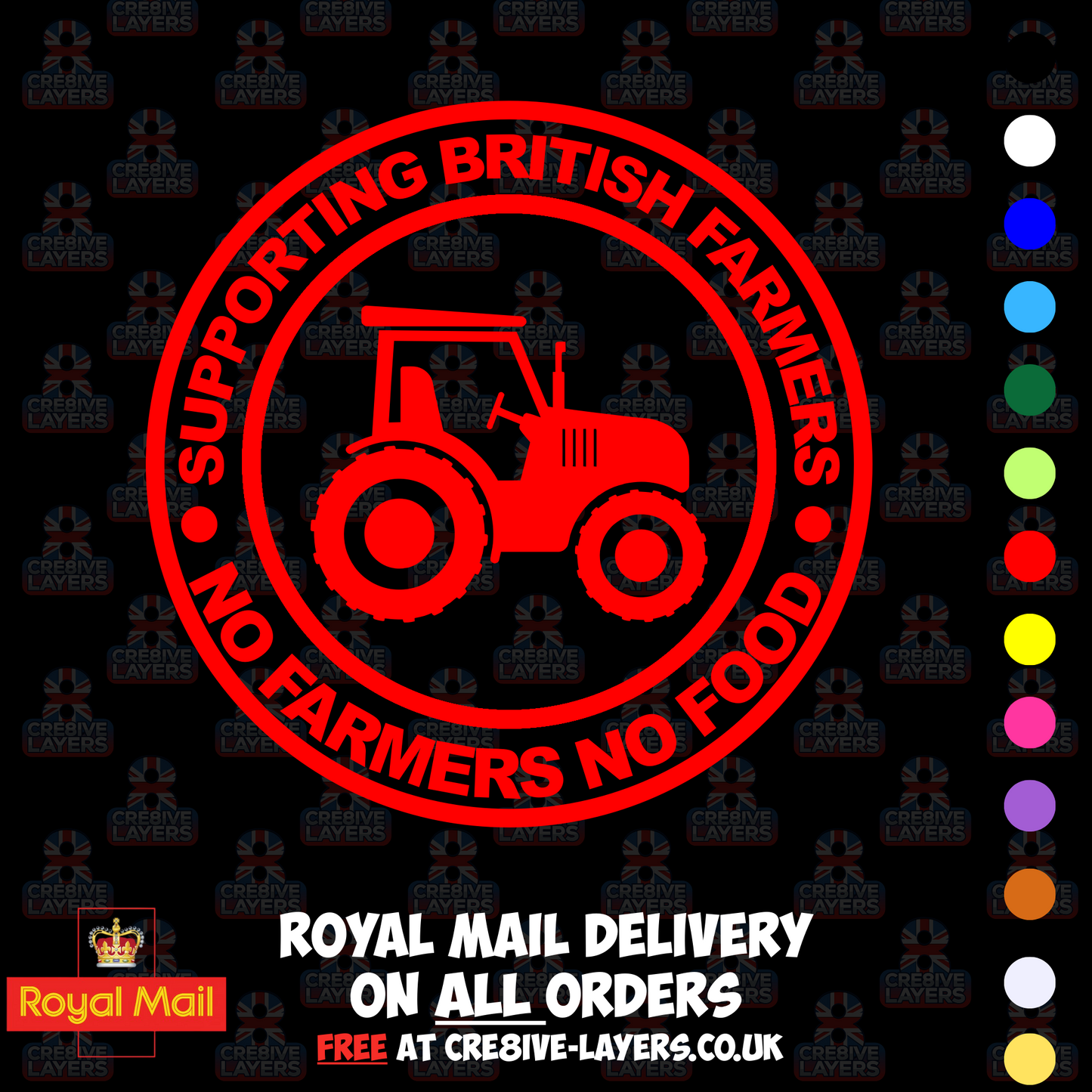 Supporting British Farmers – No Farmers No Food Vinyl Sticker (140mm)