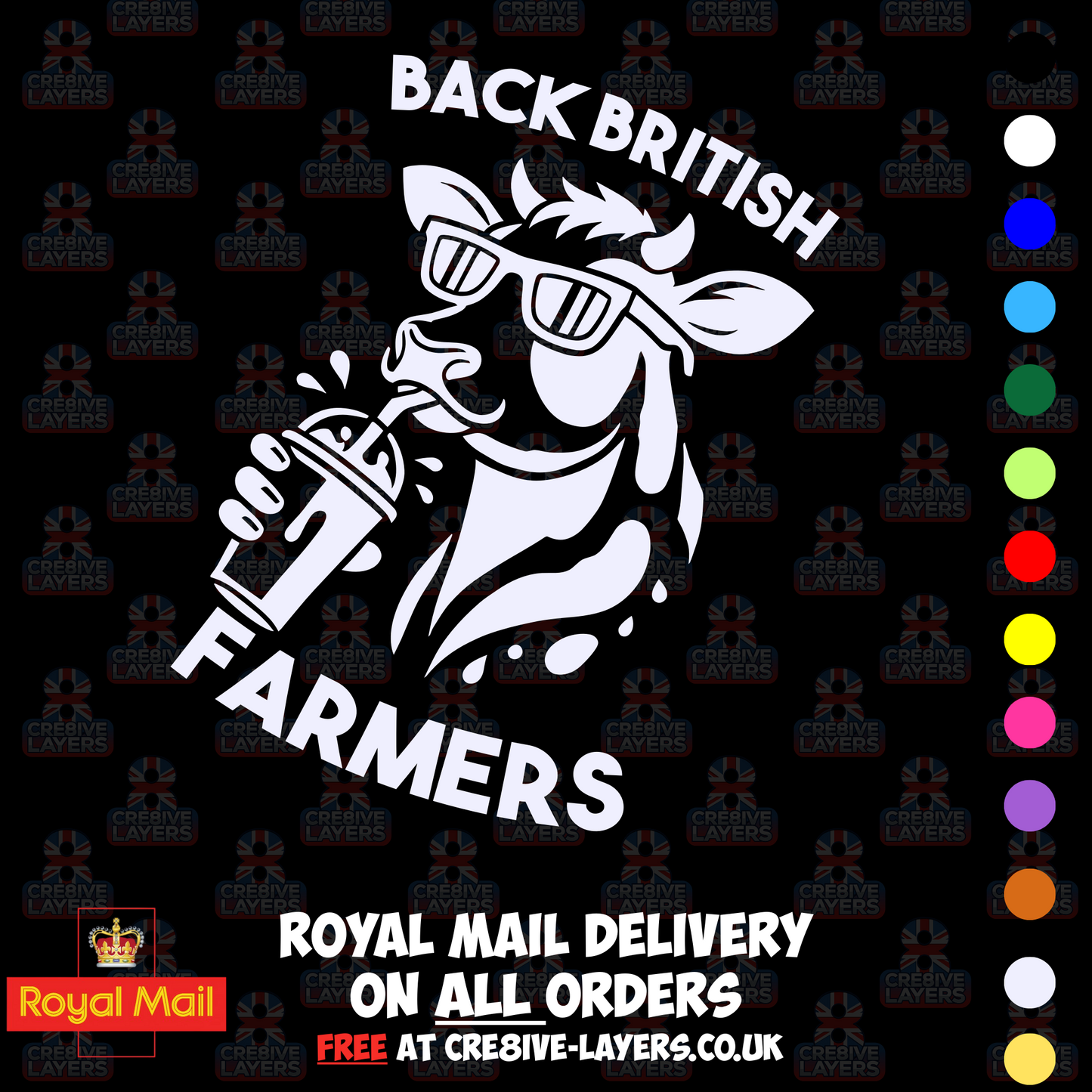 Back British Farmers Milkshake Cow Vinyl Sticker (195mm x 130mm)