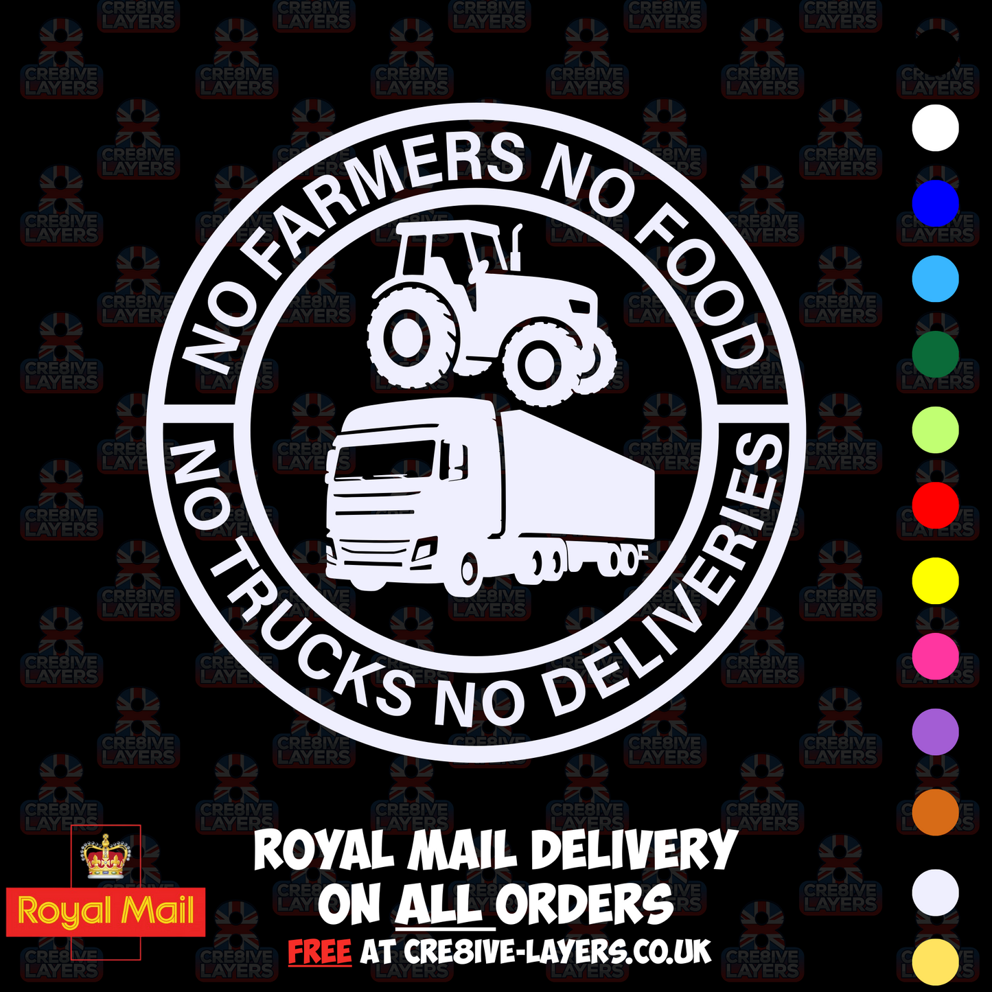 No Farmers No Food No Trucks No Deliveries Vinyl Sticker – 140mm Decal