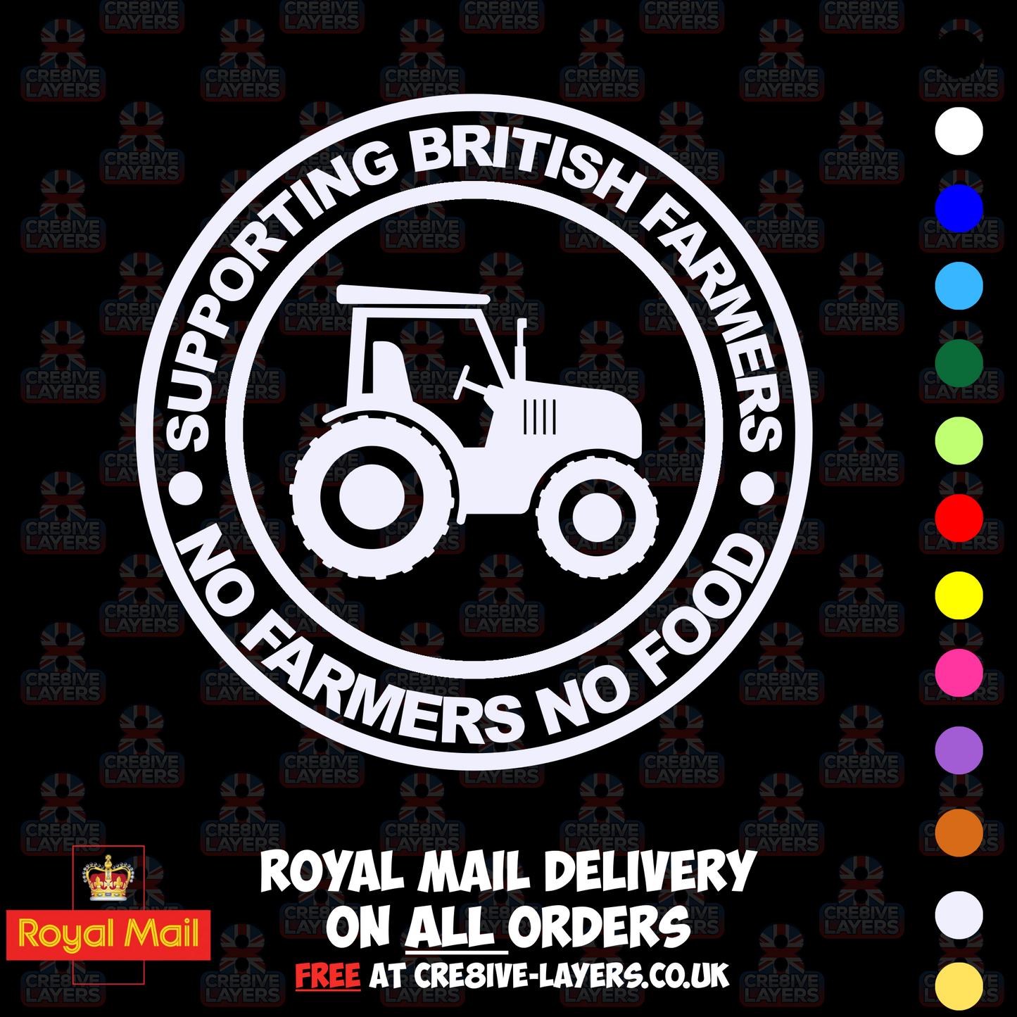 Supporting British Farmers – No Farmers No Food Vinyl Sticker (140mm)