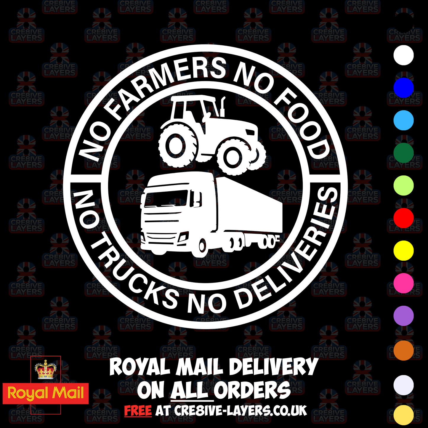 No Farmers No Food No Trucks No Deliveries Vinyl Sticker – 140mm Decal