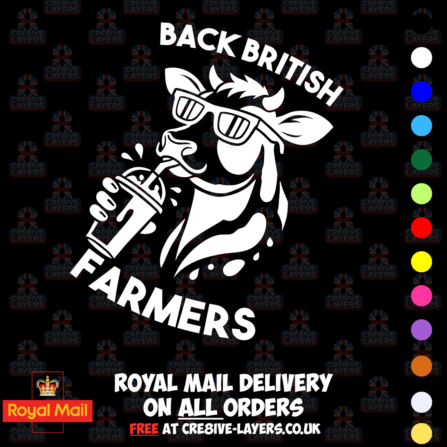 Back British Farmers Milkshake Cow Vinyl Sticker (195mm x 130mm)