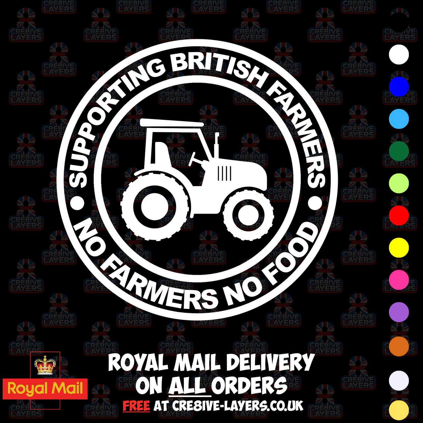 Supporting British Farmers – No Farmers No Food Vinyl Sticker (140mm)