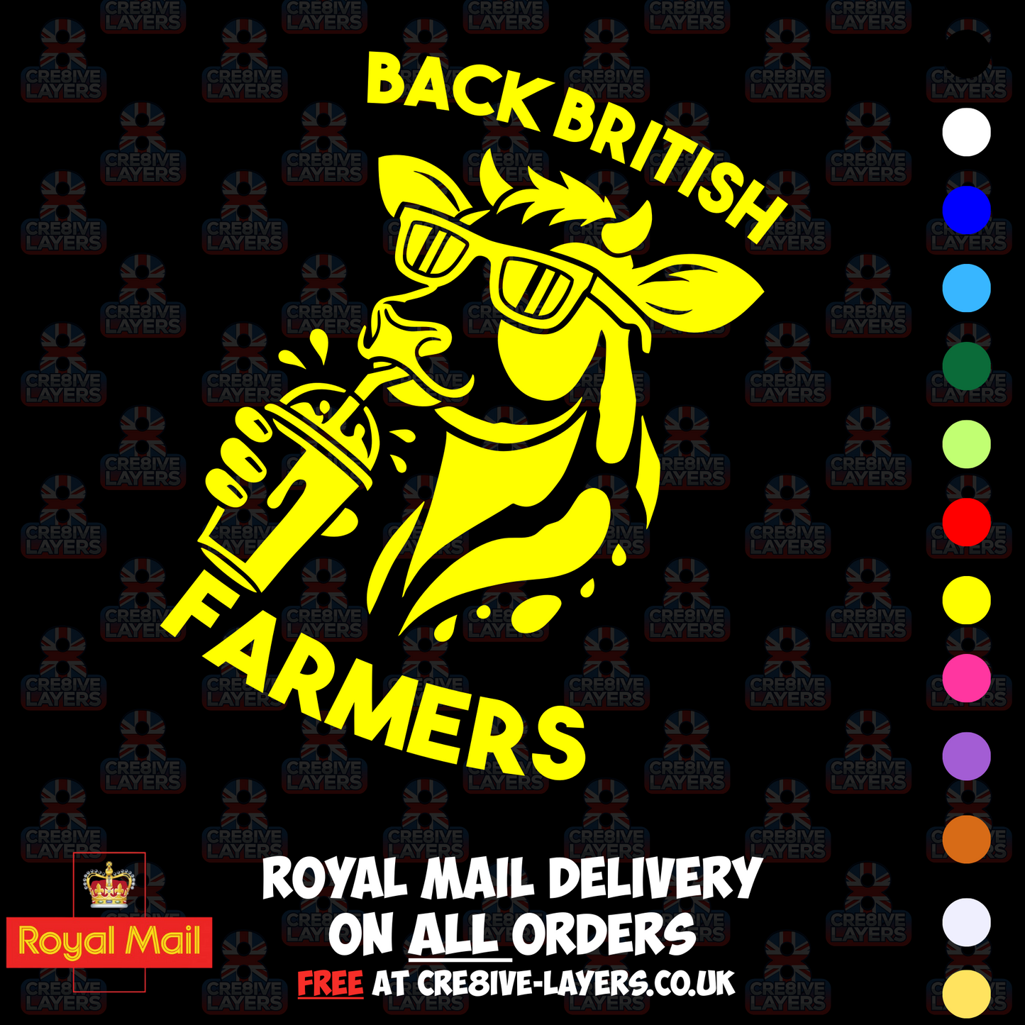 Back British Farmers Milkshake Cow Vinyl Sticker (195mm x 130mm)