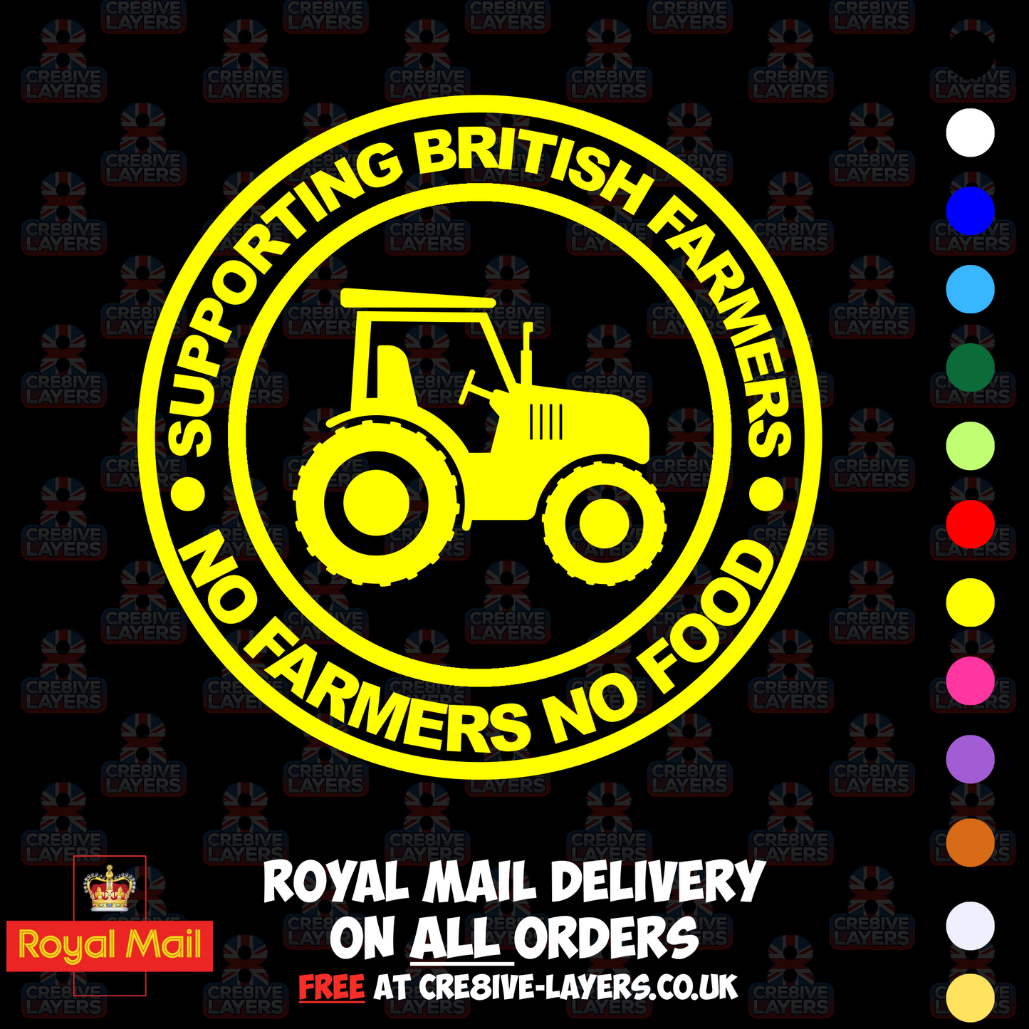 Supporting British Farmers – No Farmers No Food Vinyl Sticker (140mm)