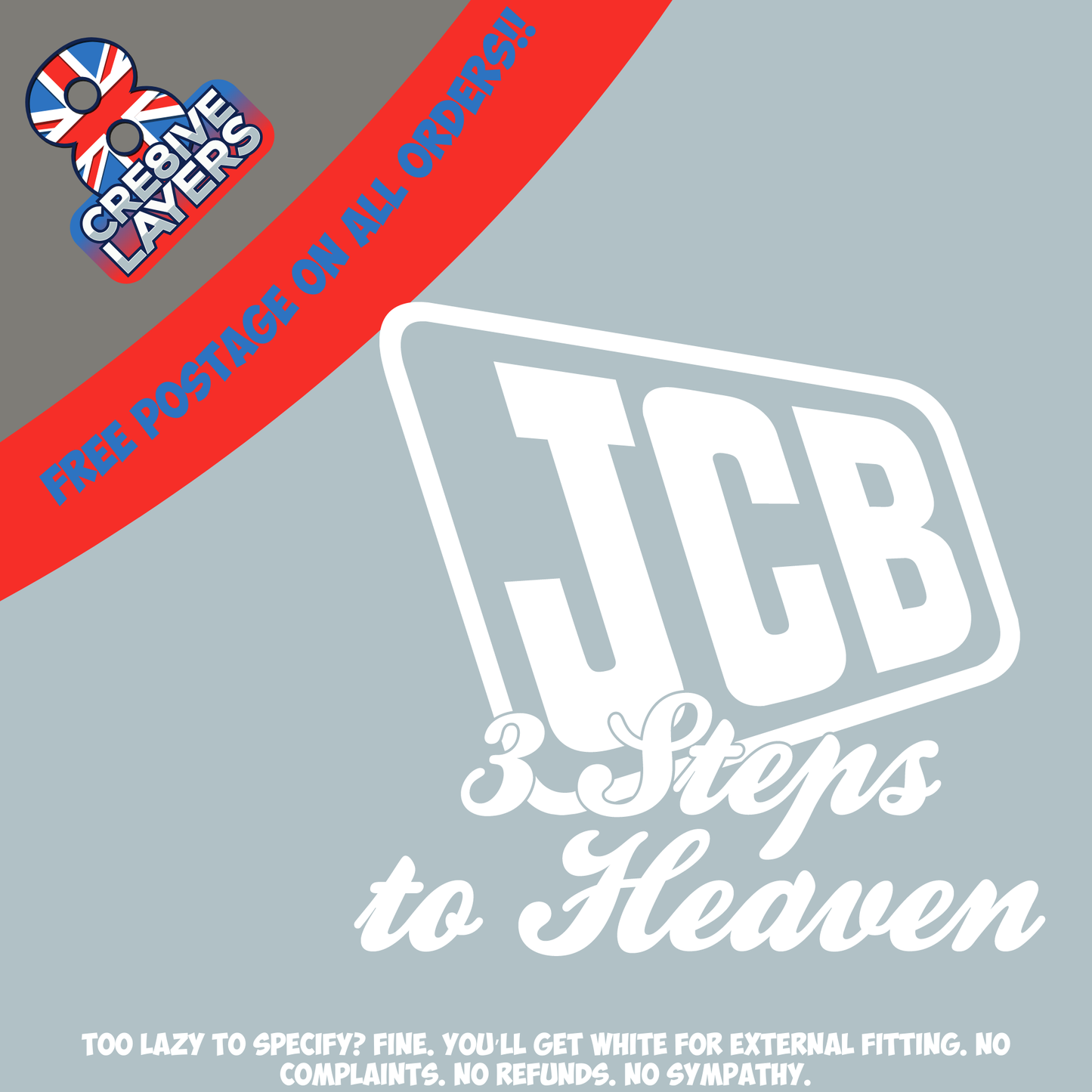 3 Steps to Heaven - Tractor Window Sticker - JCB FENDT MASSEY NEW HOLLAND CLAAS JOHN DEERE