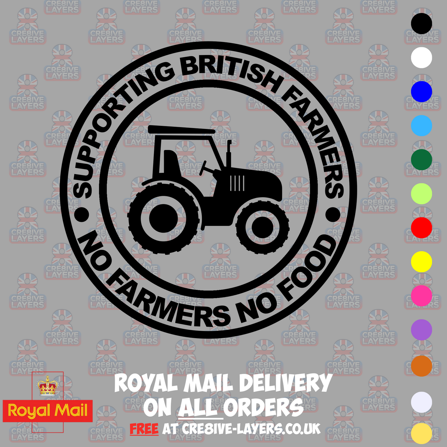 Supporting British Farmers – No Farmers No Food Vinyl Sticker (140mm)