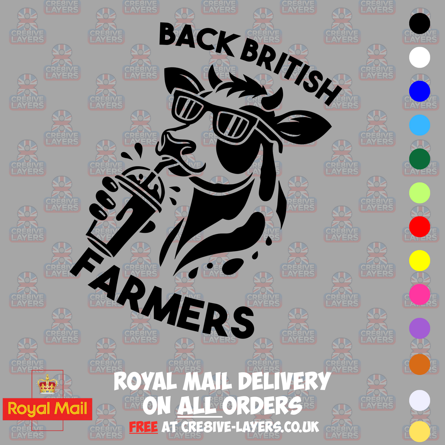 Back British Farmers Milkshake Cow Vinyl Sticker (195mm x 130mm)