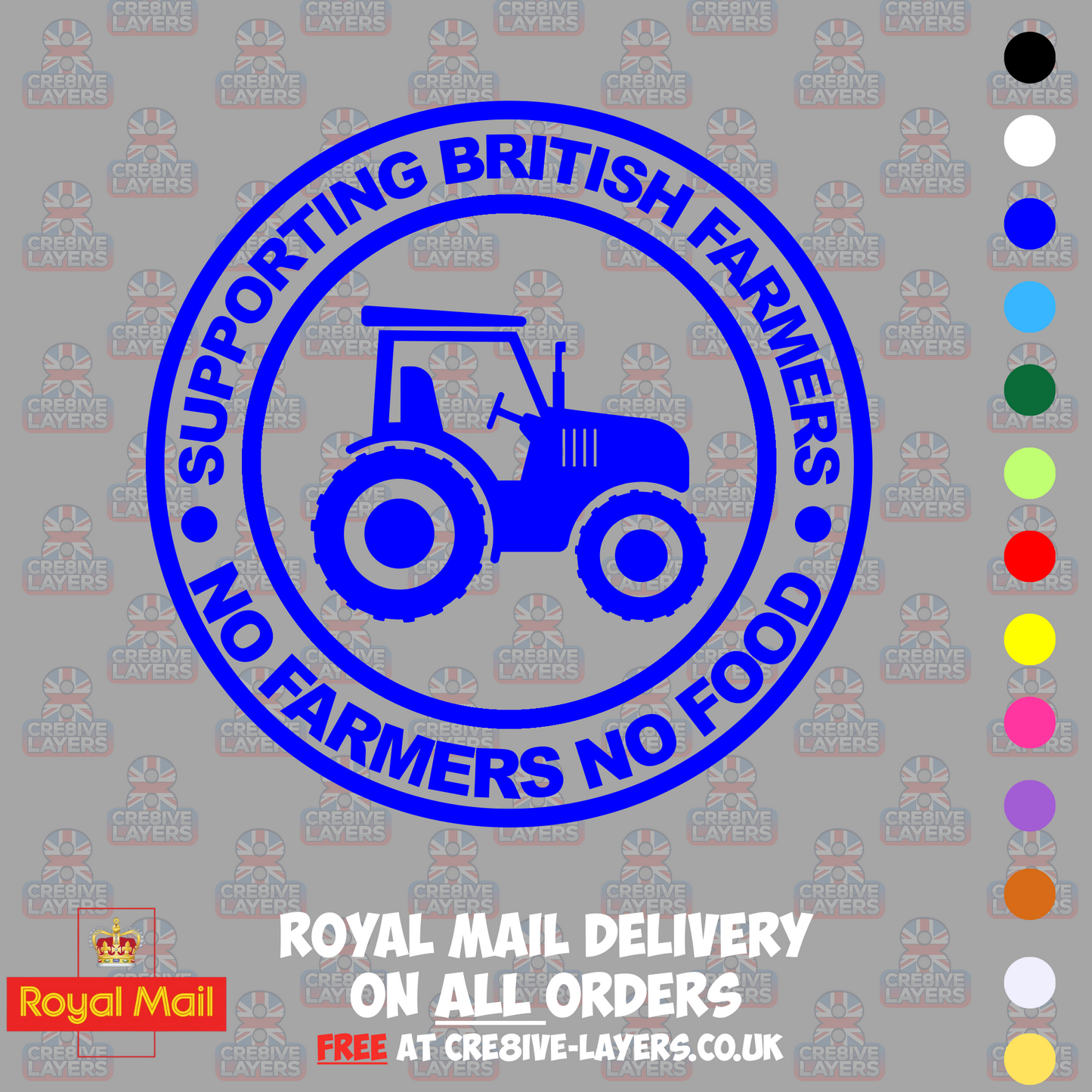 Supporting British Farmers – No Farmers No Food Vinyl Sticker (140mm)