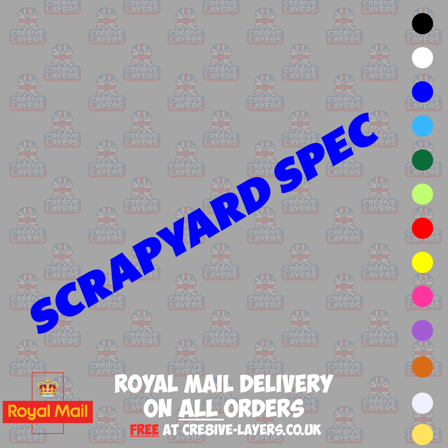SCRAPYARD SPEC Vinyl Sticker – Funny Car Decal for Vans, Beaters & Budget Builds