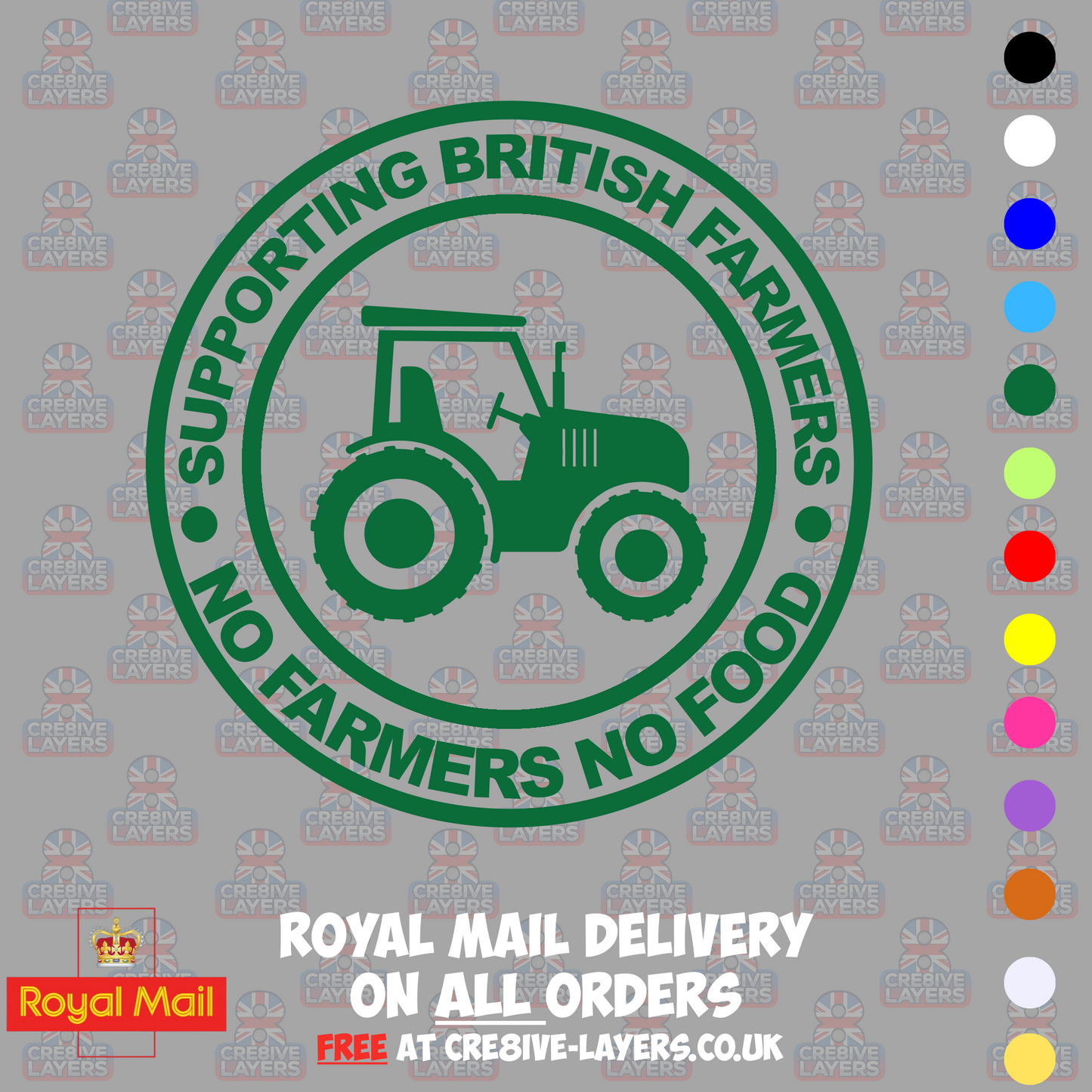 Supporting British Farmers – No Farmers No Food Vinyl Sticker (140mm)
