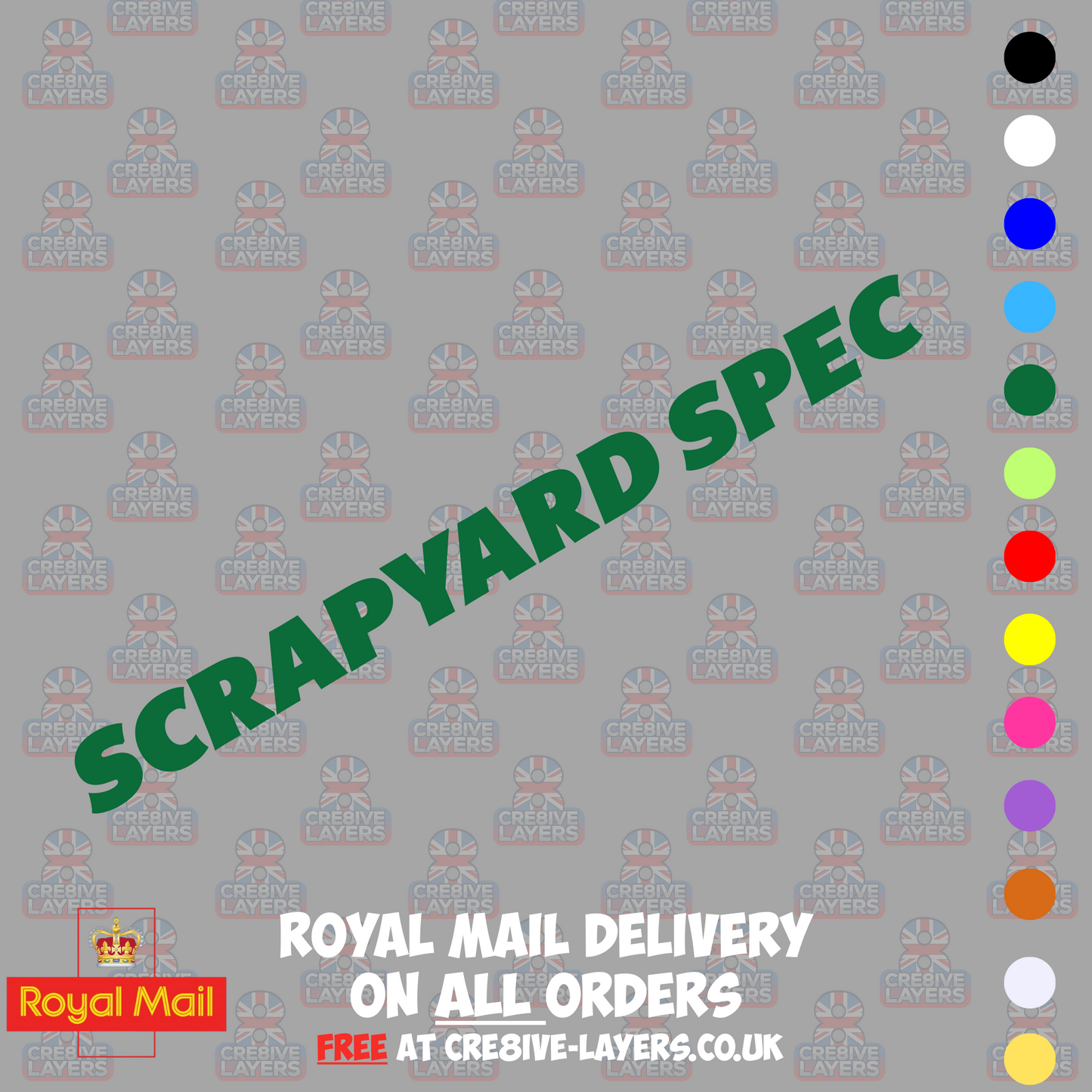 SCRAPYARD SPEC Vinyl Sticker – Funny Car Decal for Vans, Beaters & Budget Builds