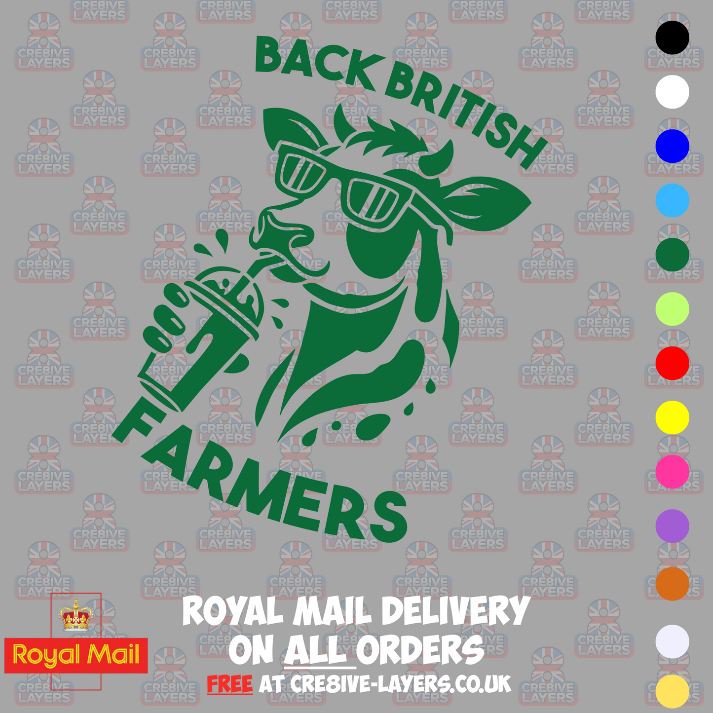 Back British Farmers Milkshake Cow Vinyl Sticker (195mm x 130mm)