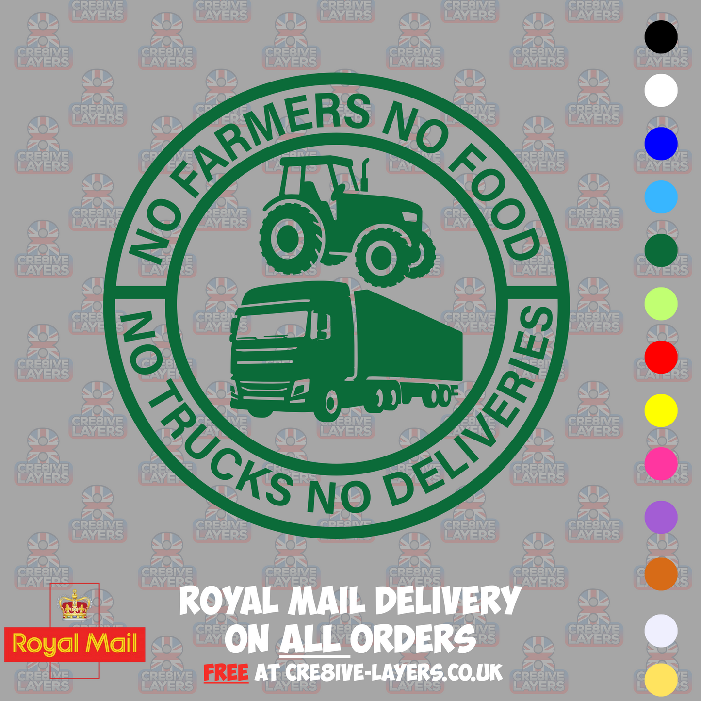 No Farmers No Food No Trucks No Deliveries Vinyl Sticker – 140mm Decal