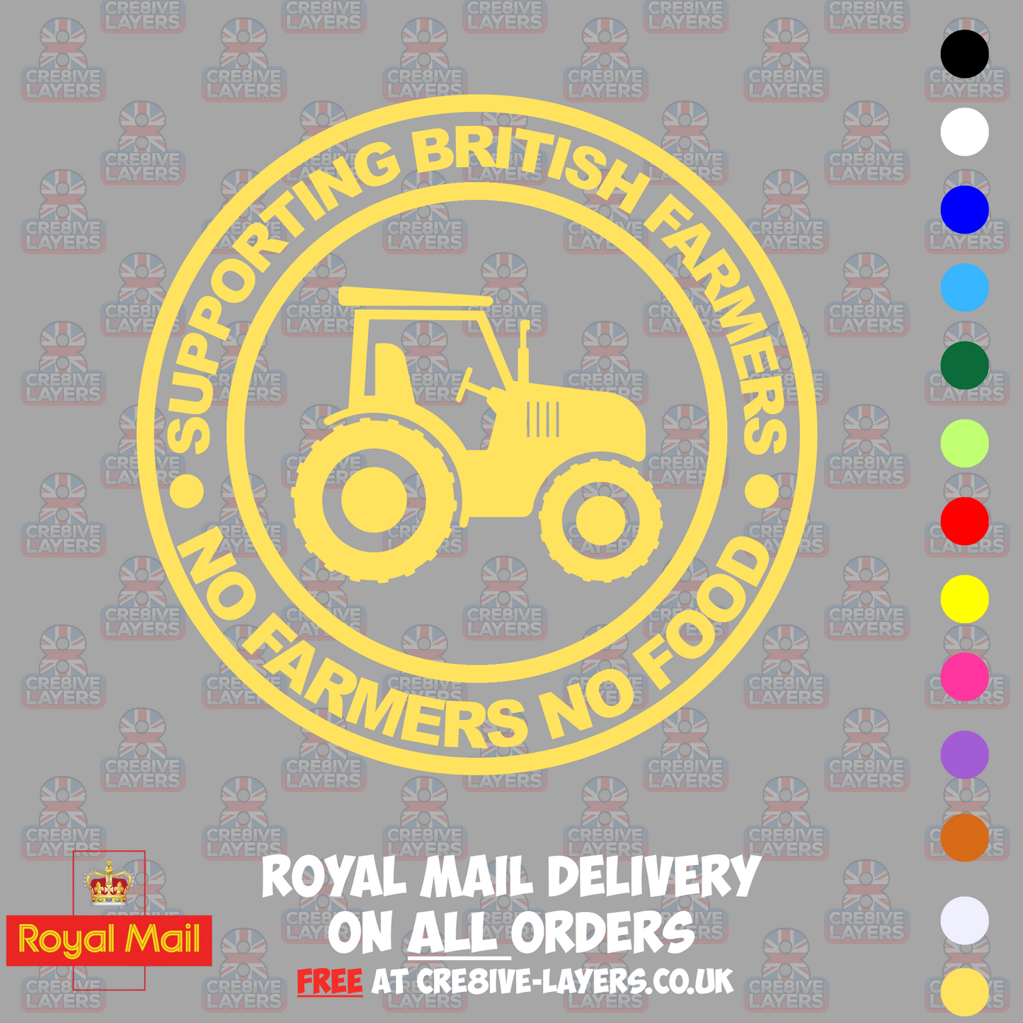 Supporting British Farmers – No Farmers No Food Vinyl Sticker (140mm)