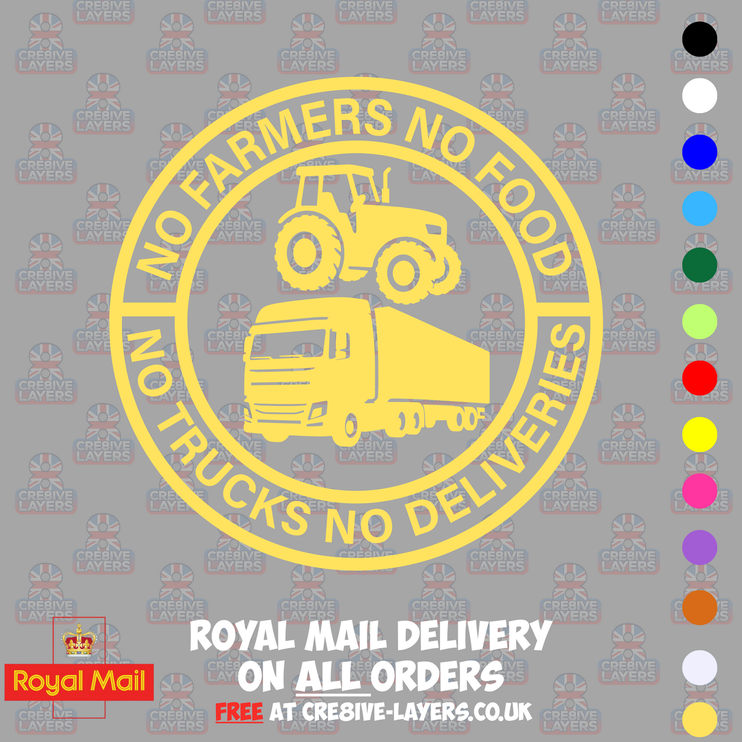 No Farmers No Food No Trucks No Deliveries Vinyl Sticker – 140mm Decal