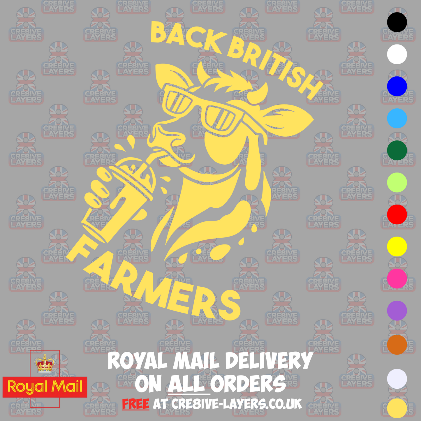 Back British Farmers Milkshake Cow Vinyl Sticker (195mm x 130mm)