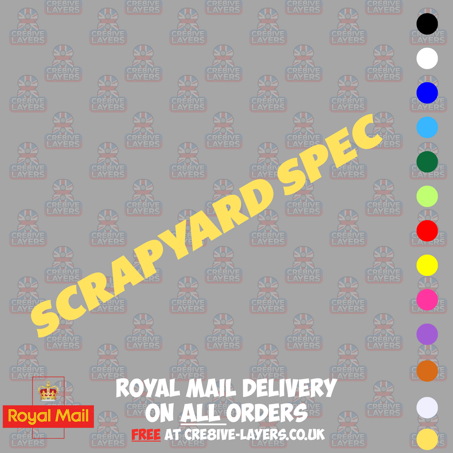 SCRAPYARD SPEC Vinyl Sticker – Funny Car Decal for Vans, Beaters & Budget Builds