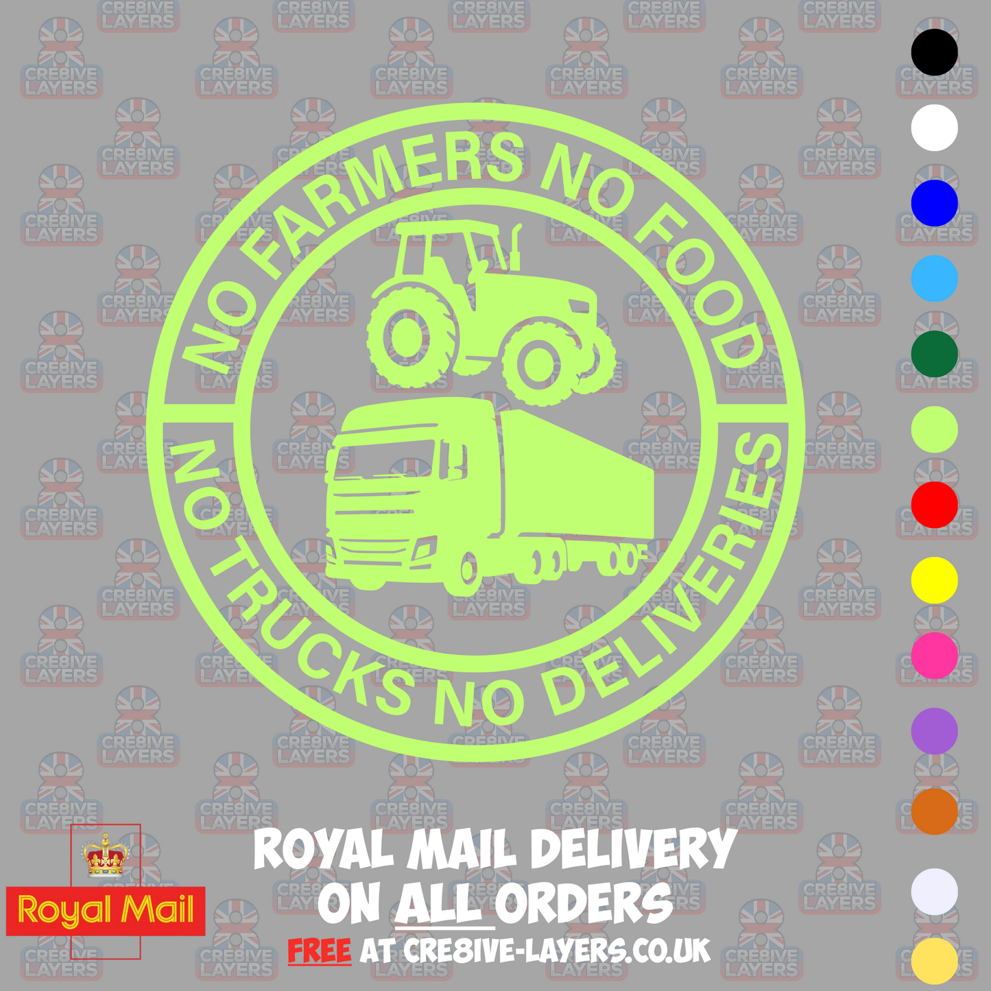 No Farmers No Food No Trucks No Deliveries Vinyl Sticker – 140mm Decal