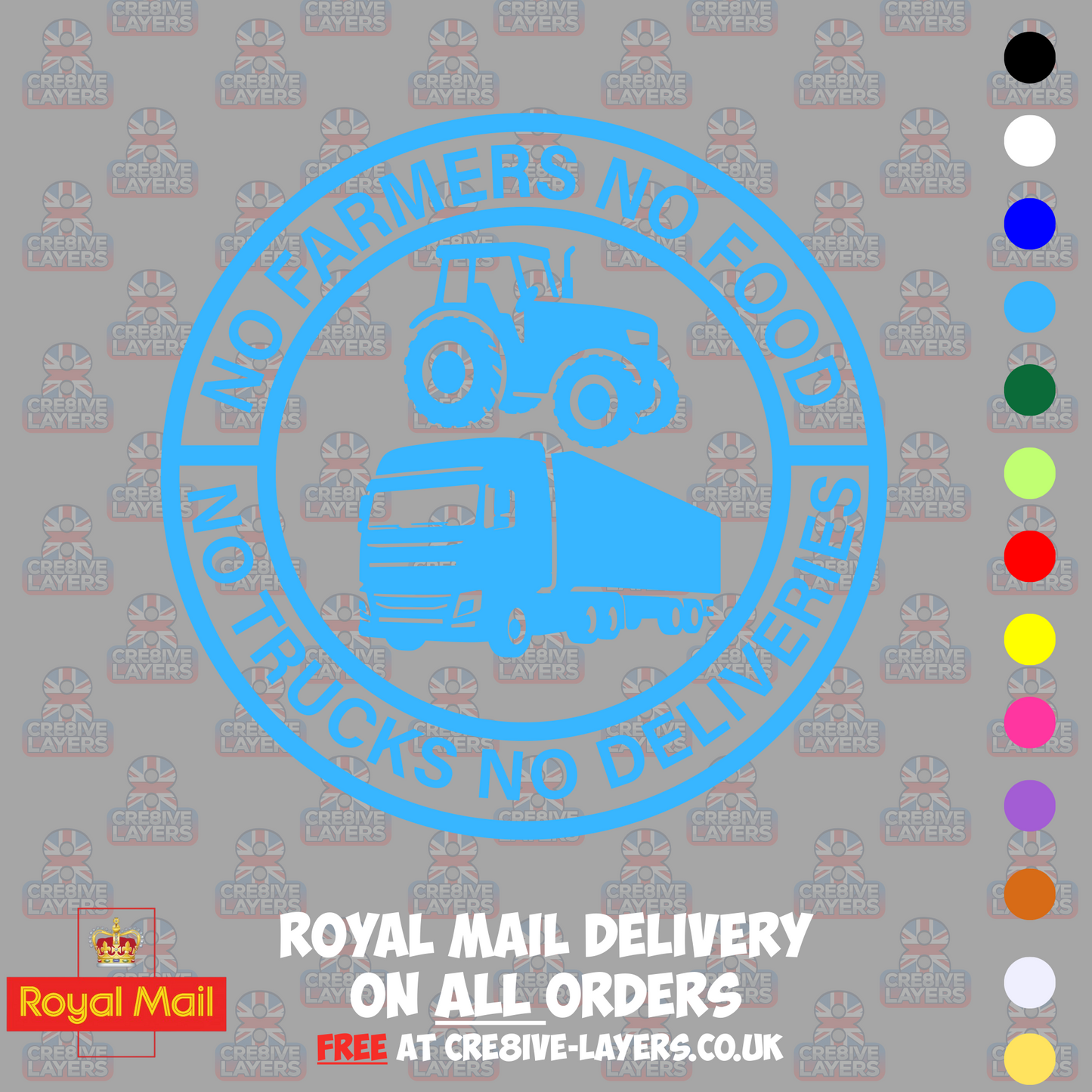No Farmers No Food No Trucks No Deliveries Vinyl Sticker – 140mm Decal