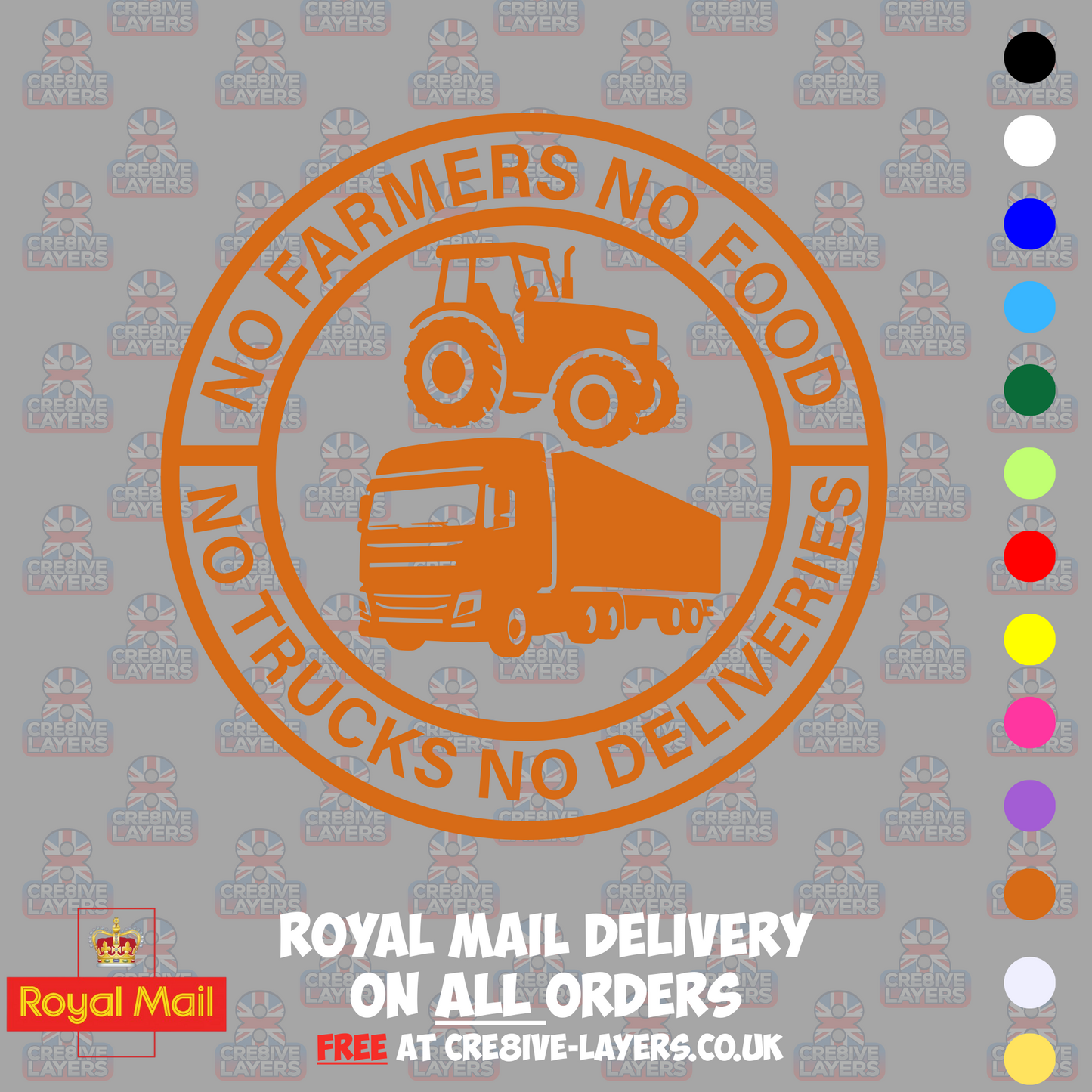 No Farmers No Food No Trucks No Deliveries Vinyl Sticker – 140mm Decal