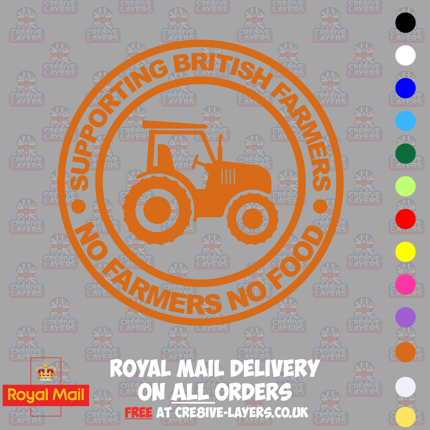 Supporting British Farmers – No Farmers No Food Vinyl Sticker (140mm)