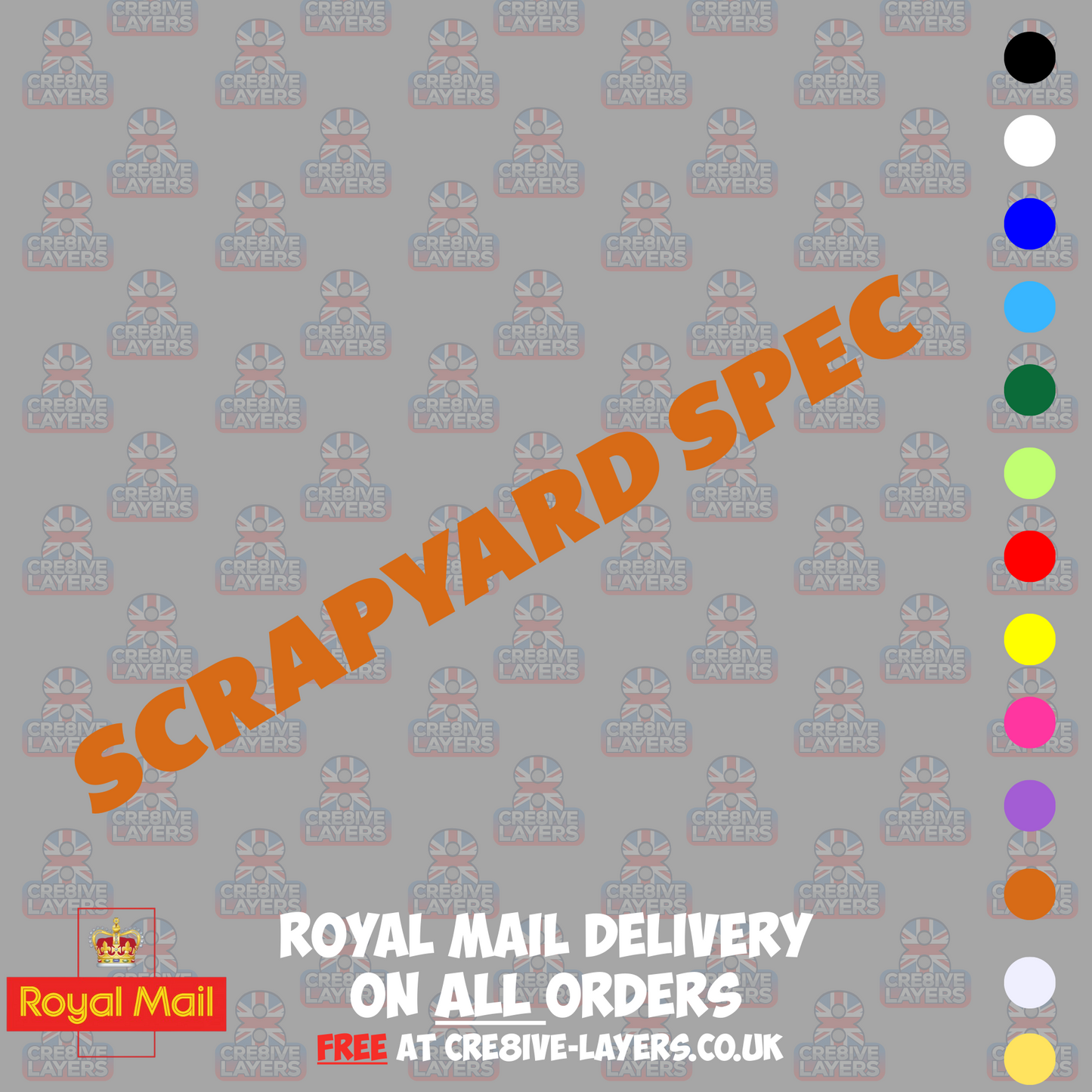 SCRAPYARD SPEC Vinyl Sticker – Funny Car Decal for Vans, Beaters & Budget Builds