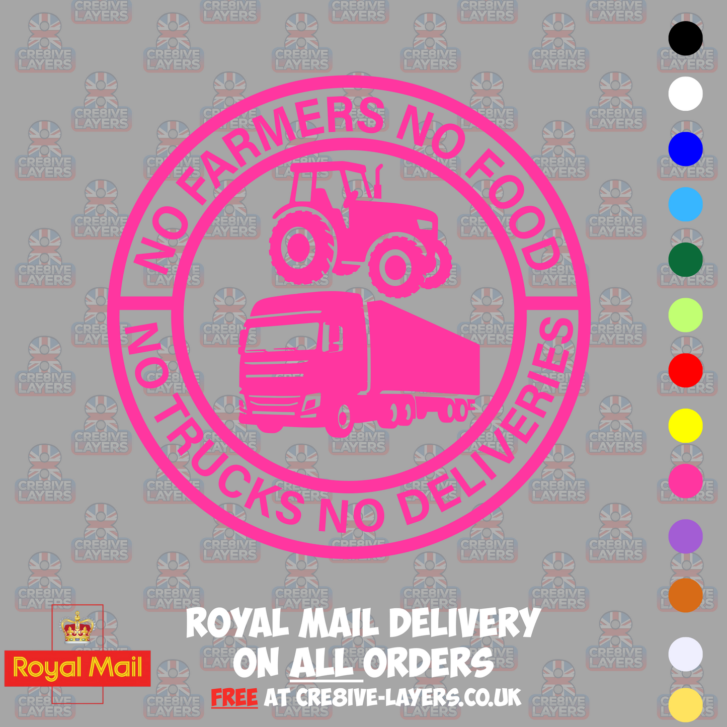No Farmers No Food No Trucks No Deliveries Vinyl Sticker – 140mm Decal