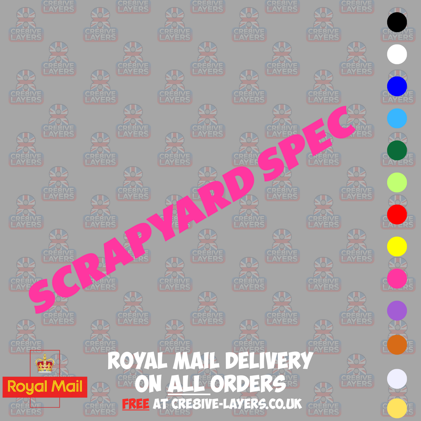 SCRAPYARD SPEC Vinyl Sticker – Funny Car Decal for Vans, Beaters & Budget Builds