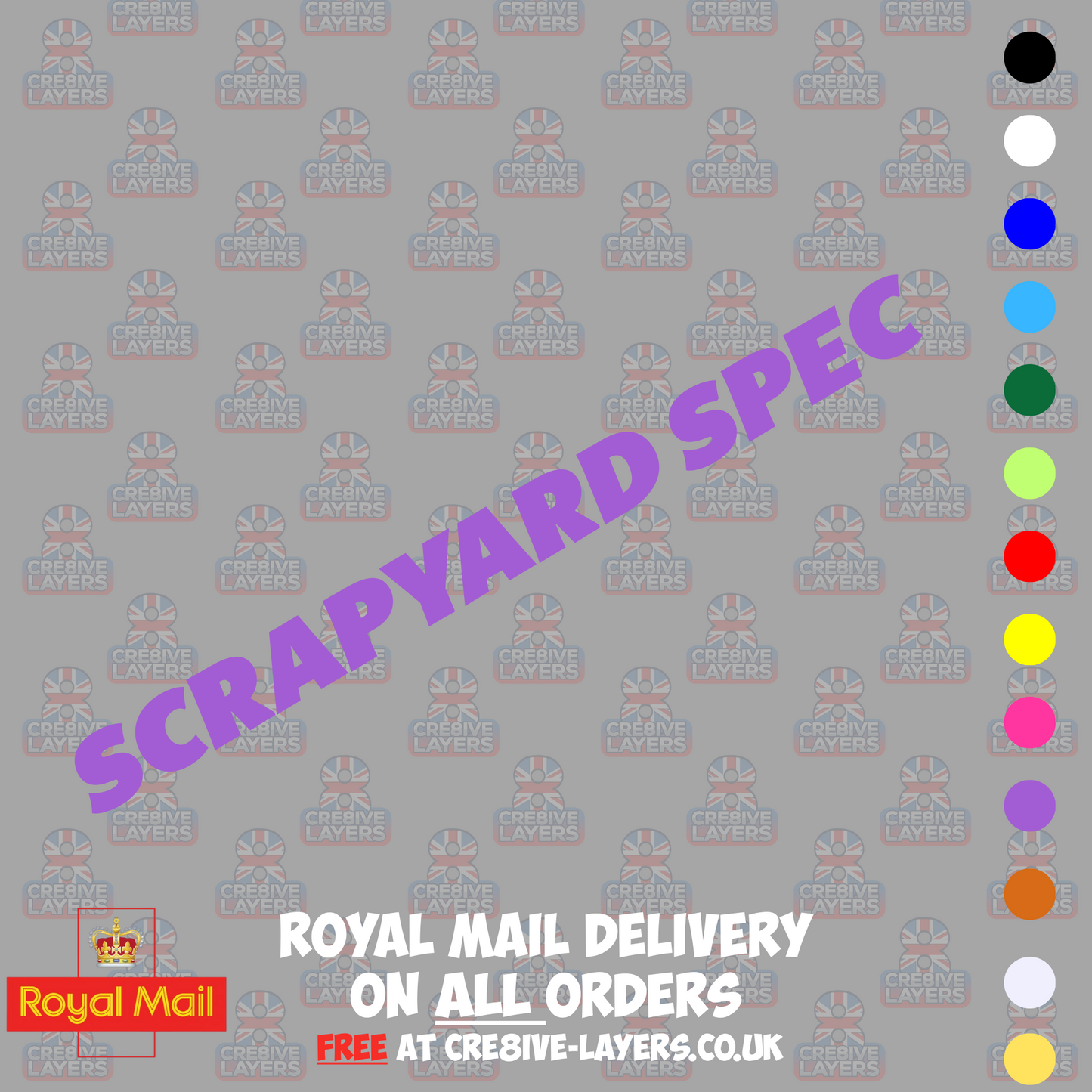 SCRAPYARD SPEC Vinyl Sticker – Funny Car Decal for Vans, Beaters & Budget Builds