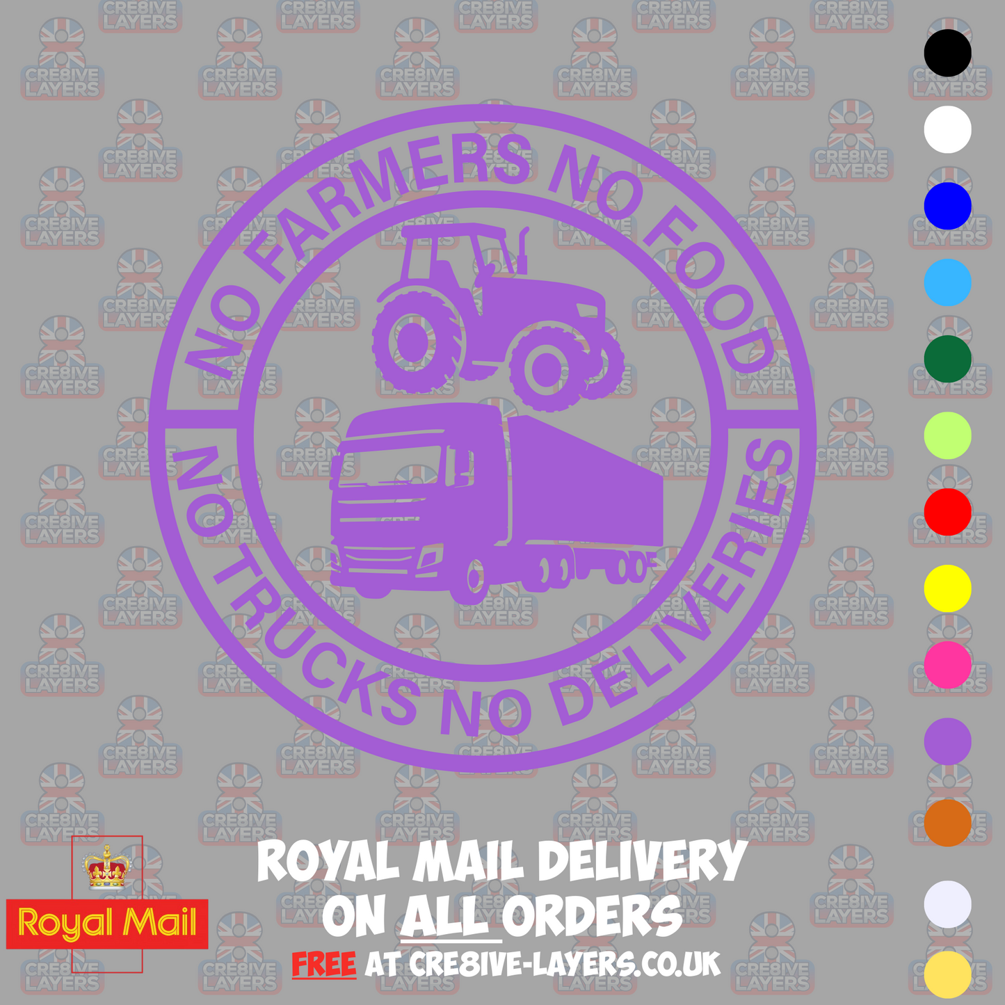 No Farmers No Food No Trucks No Deliveries Vinyl Sticker – 140mm Decal