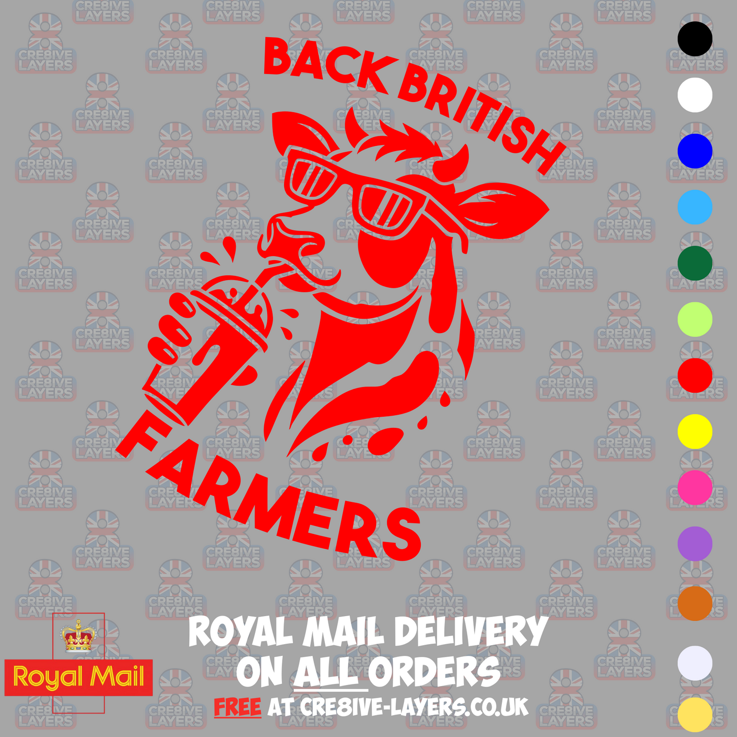 Back British Farmers Milkshake Cow Vinyl Sticker (195mm x 130mm)