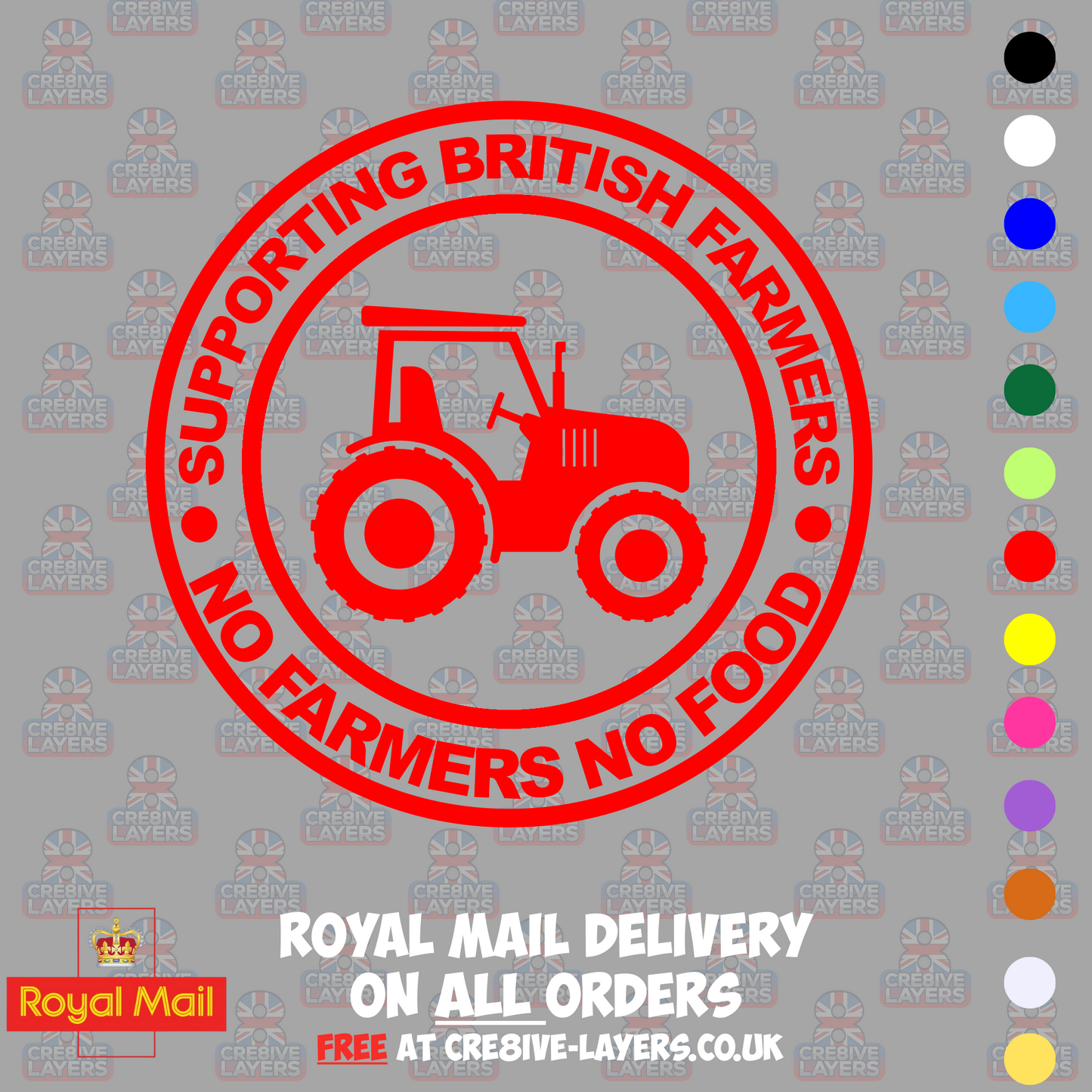 Supporting British Farmers – No Farmers No Food Vinyl Sticker (140mm)