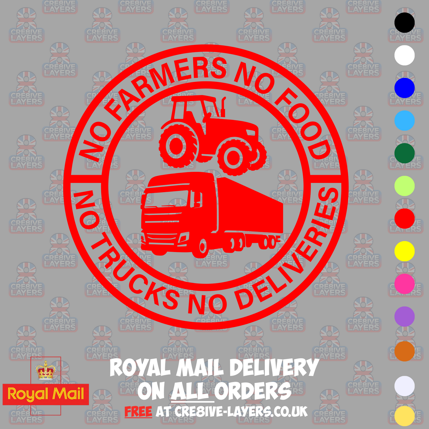 No Farmers No Food No Trucks No Deliveries Vinyl Sticker – 140mm Decal